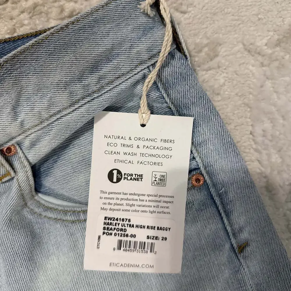 Etica Marley Ultra High Rise Baggy Jeans Light Wash Size 29 Wide‎ Leg NWT